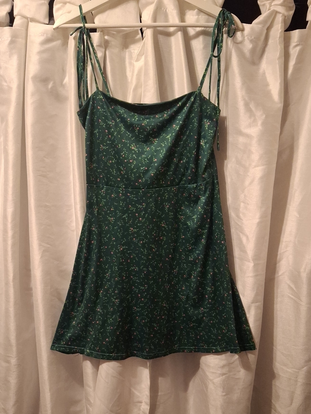 Blue Rain Green Floral Midi Dress with Tie Straps